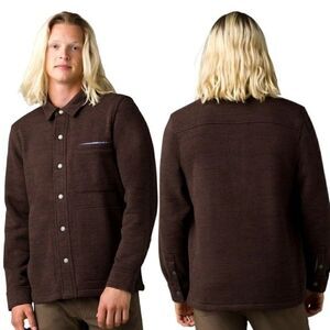 New! Prana Tri Thermal Threads Overshirt Knit Flannel Lined Shacket Shirt Jacket